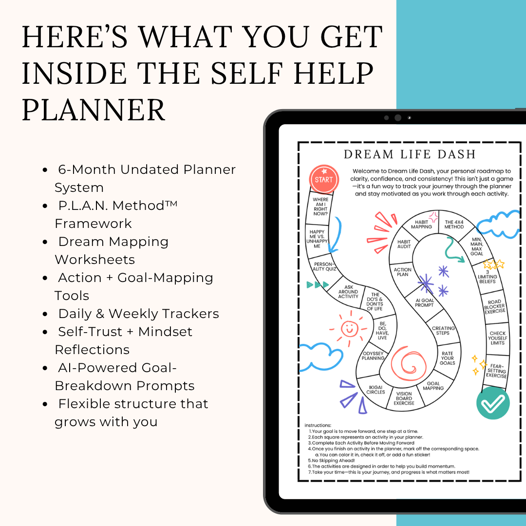 The Self Help Planner (PDF/DIGITAL) Undated | 6 month planner with worksheets