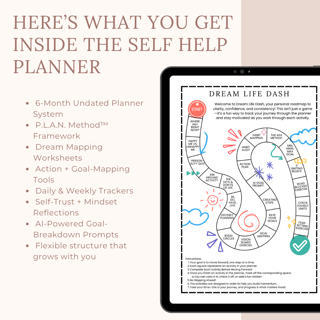 The Self Help Planner (PDF/DIGITAL) Undated | 6 month planner with worksheets